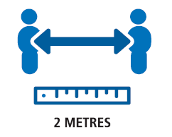 Graphic representing 2 metres distance