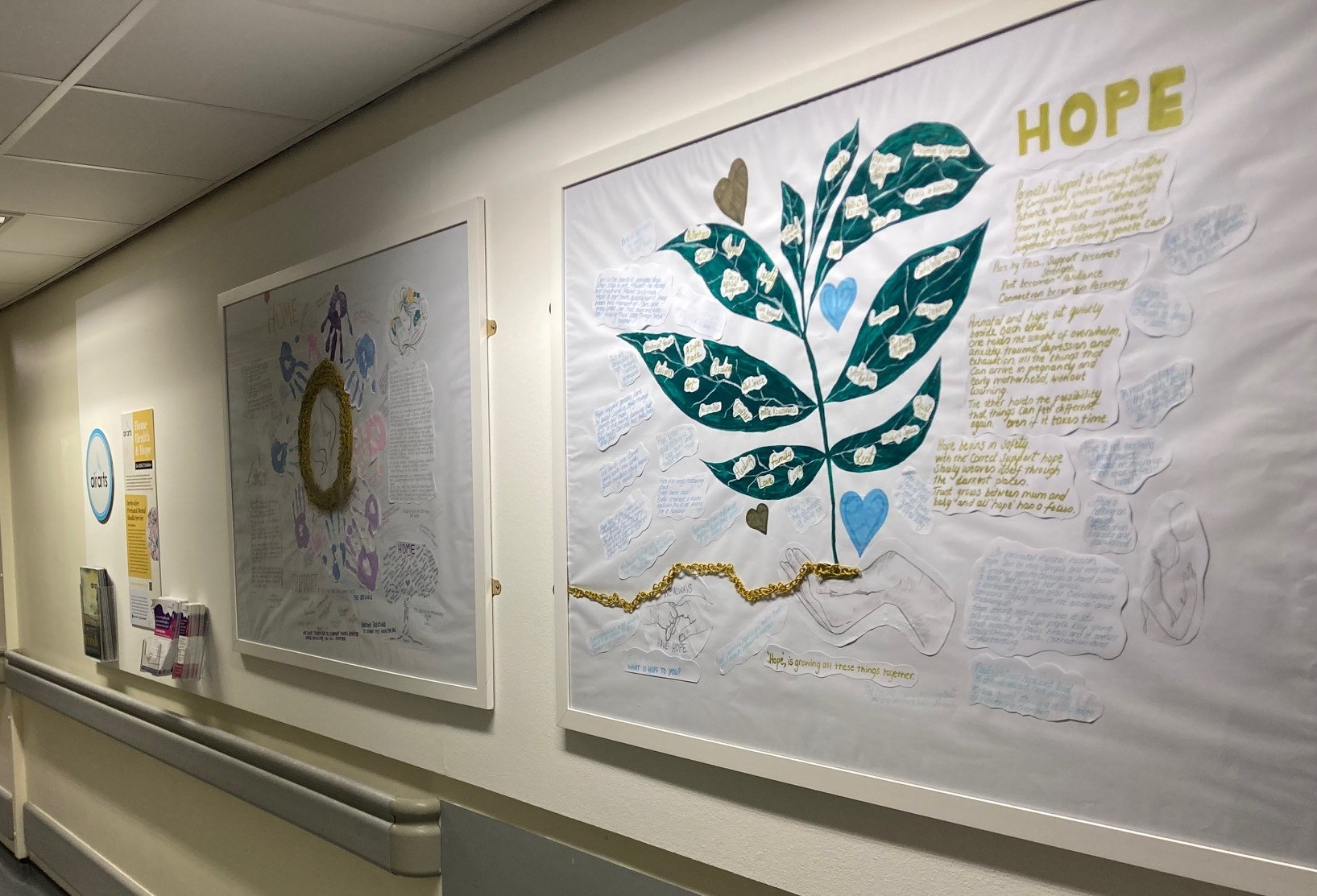 Corridor showing art pieces in UHDB exhibition