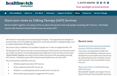 Share your views on Talking Therapy (IAPT) Services