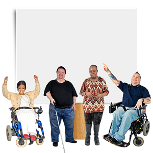 two disabled people cheering