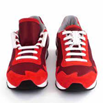 a pair of shoes before and after using the magnetic laces