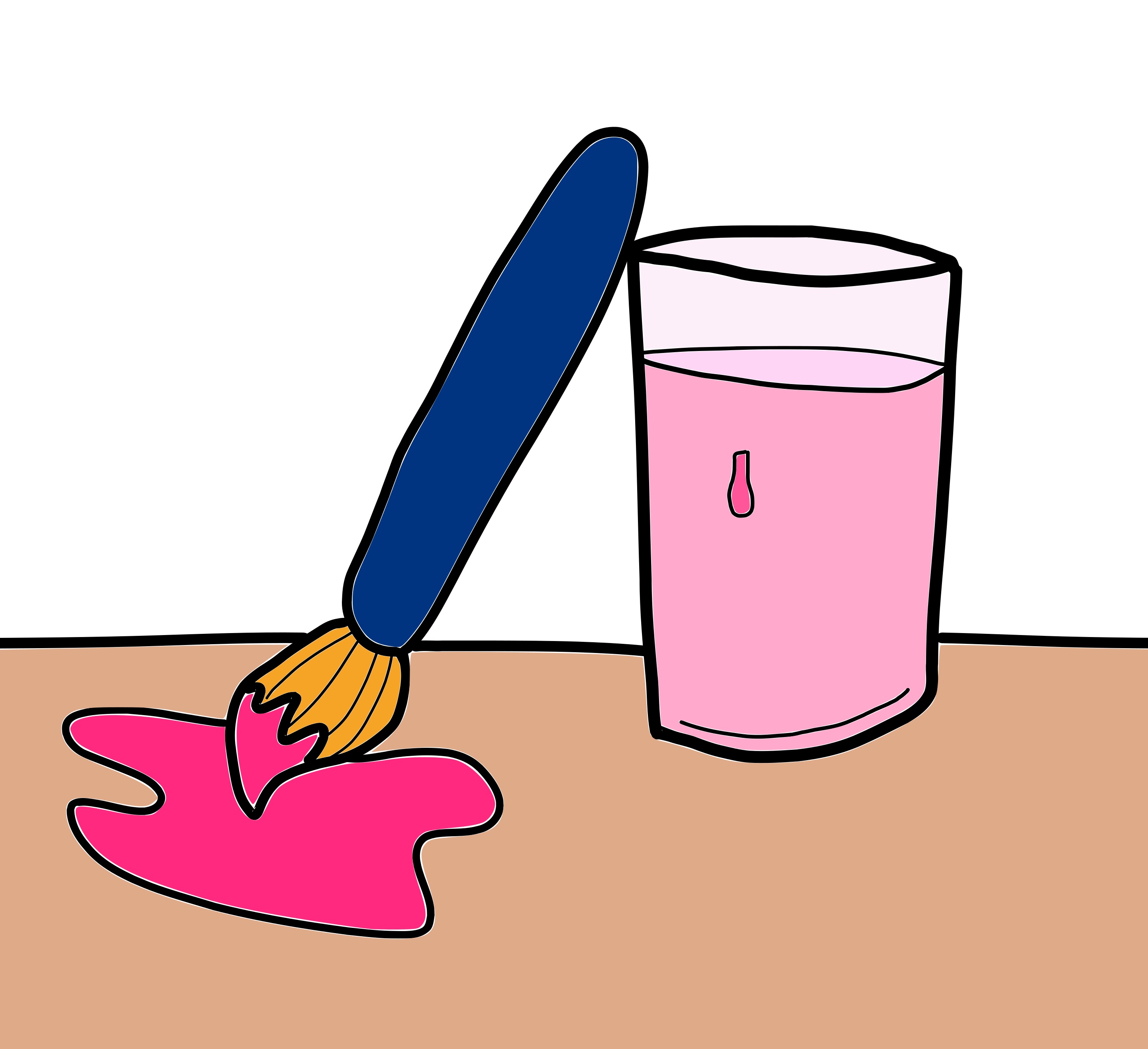 cartoon paint brush with pink paint