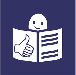 graphic of smiley face with an easy read book