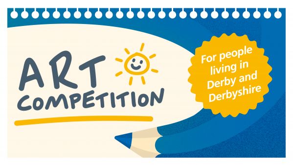 Image of a blue pencil and the words 'art competition'